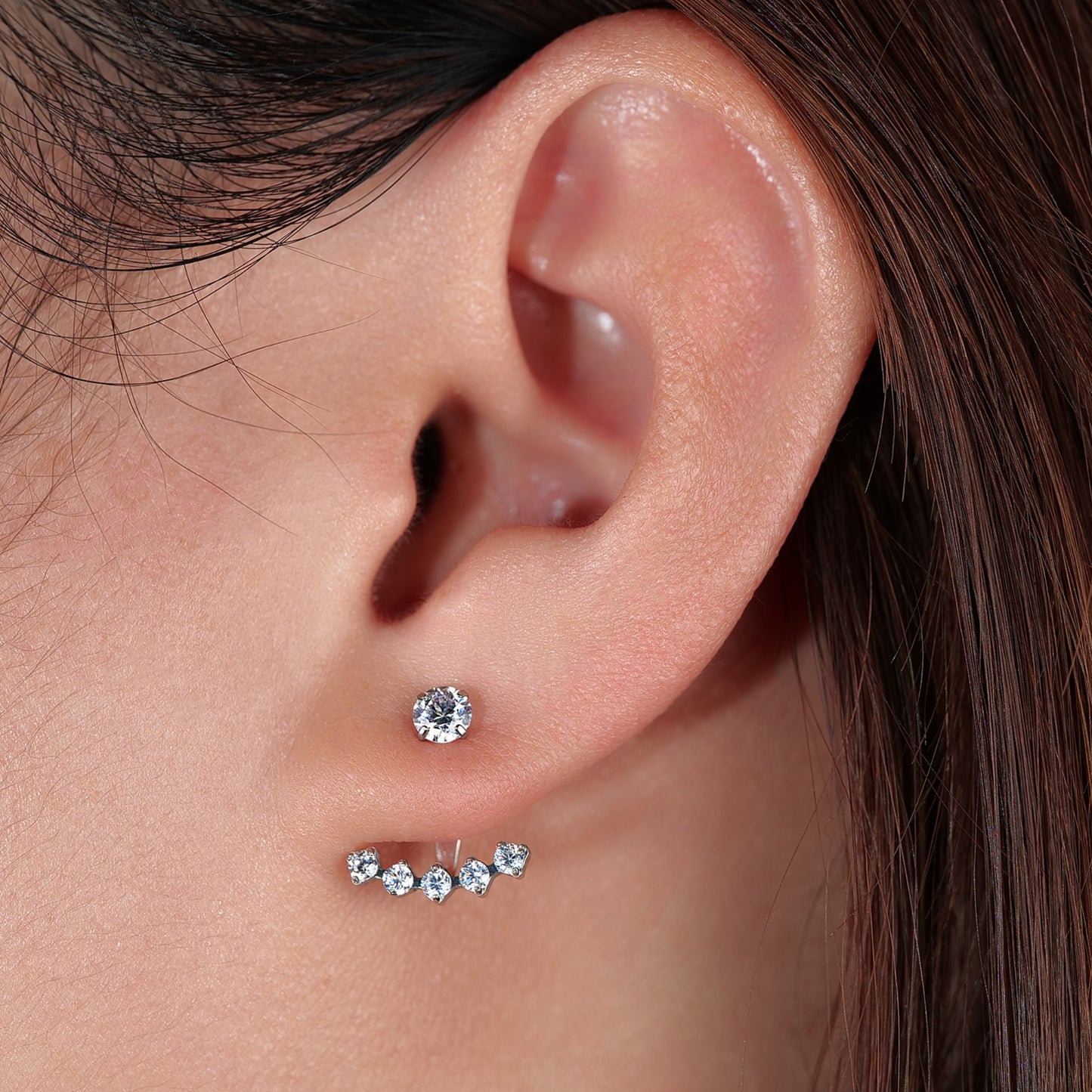 Limerencia Hypoallergenic G23 Implant Grade Titanium Dangle Stud Earrings 5A+Cubic Zirconia Piercing Jacket Earrings for Women Girls Sensitive Ears