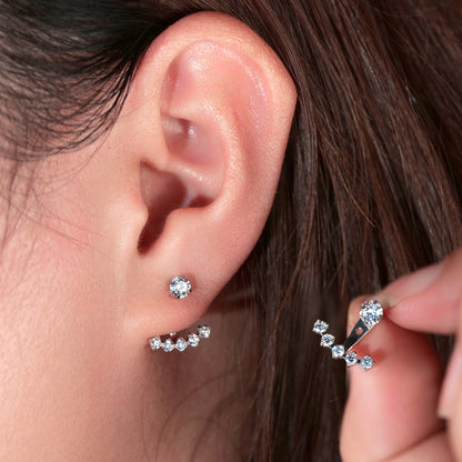 Limerencia Hypoallergenic G23 Implant Grade Titanium Dangle Stud Earrings 5A+Cubic Zirconia Piercing Jacket Earrings for Women Girls Sensitive Ears