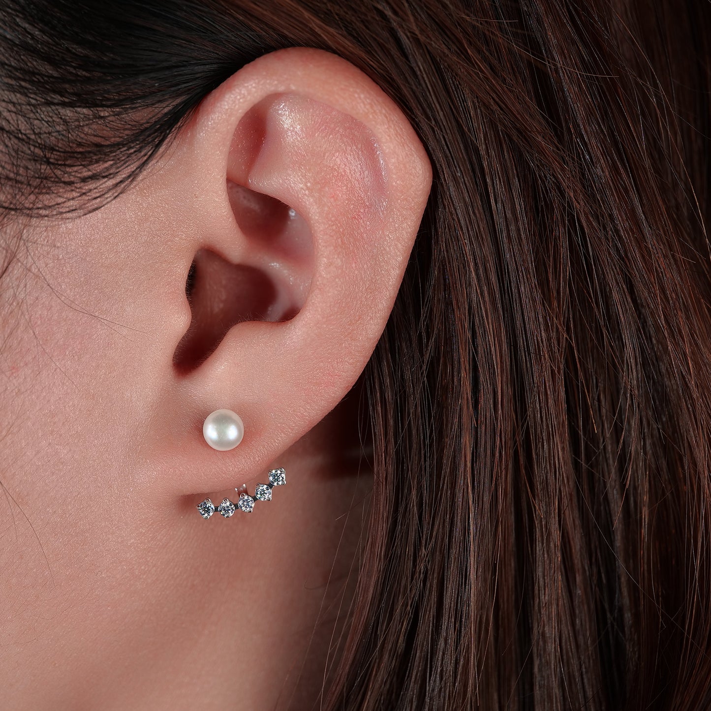 Limerencia Hypoallergenic G23 Implant Grade Titanium Dangle Stud Earrings White Pearl+ 5A Cubic Zirconia Piercing Jacket Earrings for Women Girls Sensitive Ears