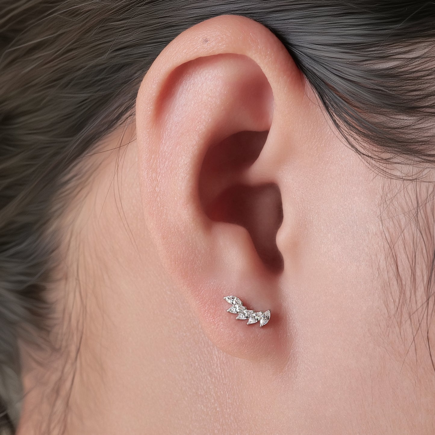 Limerencia Hypoallergenic G23 Implant Grade Titanium Screw Back Earrings Tragus 20G Helix F136 Piercing Post for Sensitive Ears Cartilage(Climber Crawler)