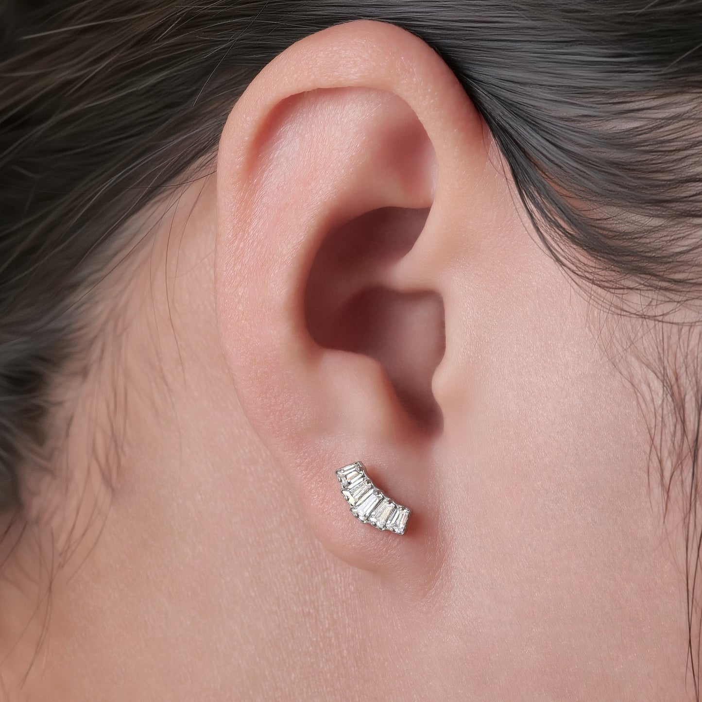 Limerencia Pure Titanium Hypoallergenic Earrings | White CZ Cluster Crown| Implant Grade Piercing jewelry| Suitable for Sensitive Ears Delicate Jewelry