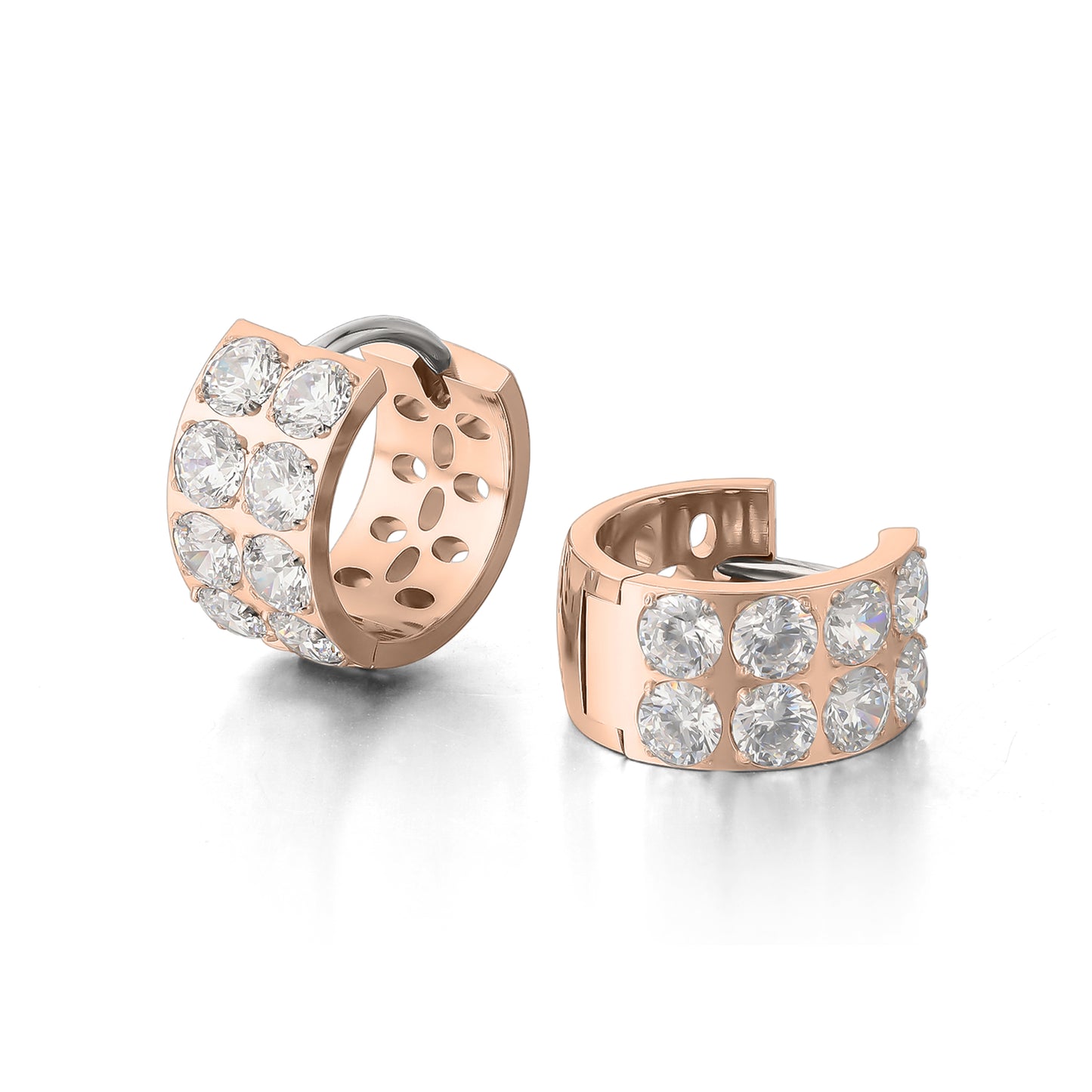 Limerencia G23 Pure Titanium Hypoallergenic Chunky Wide Hoop Earrings,Thick Lightweight Huggies Pave 5A grade CZ Sparkly for Sensitive Ears