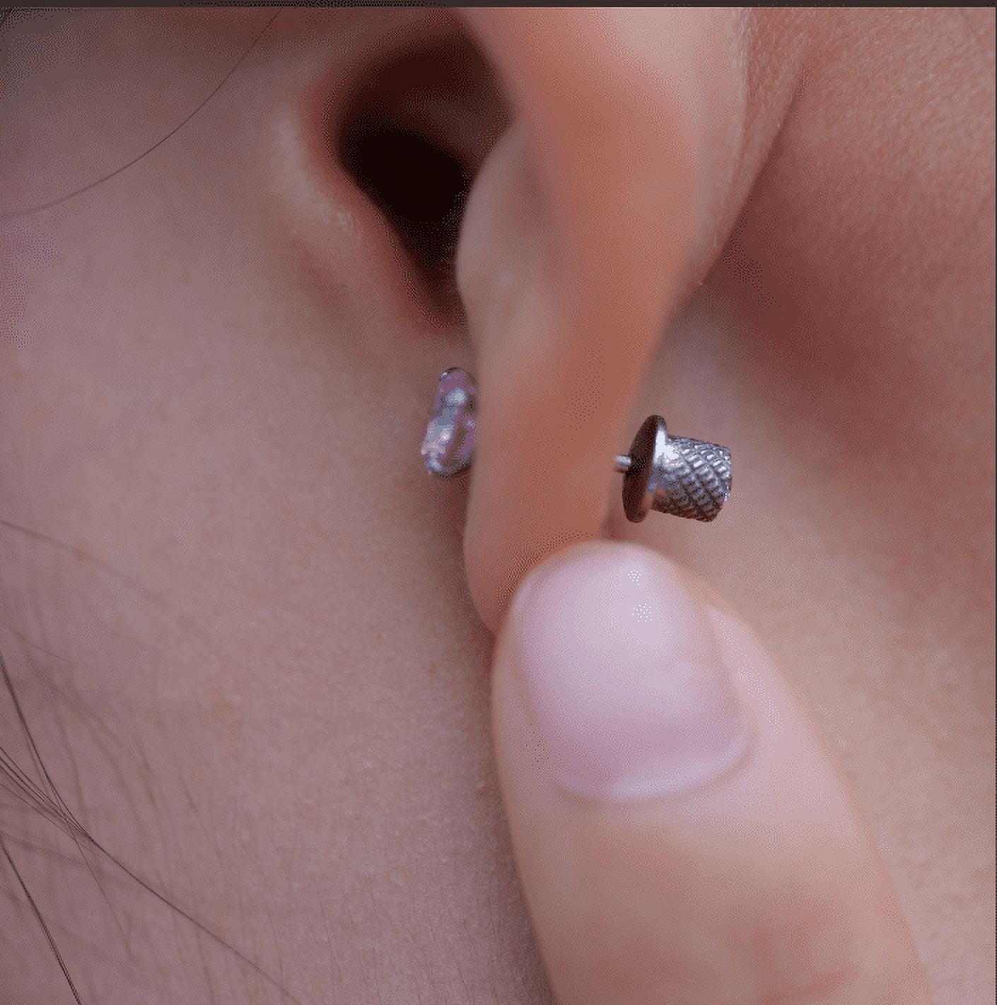 Limerencia Hypoallergenic G23 Pure Titanium Screw Back Earrings Post for Sensitive Ears Simulated Diamond Cartilage (5mm, Pink)