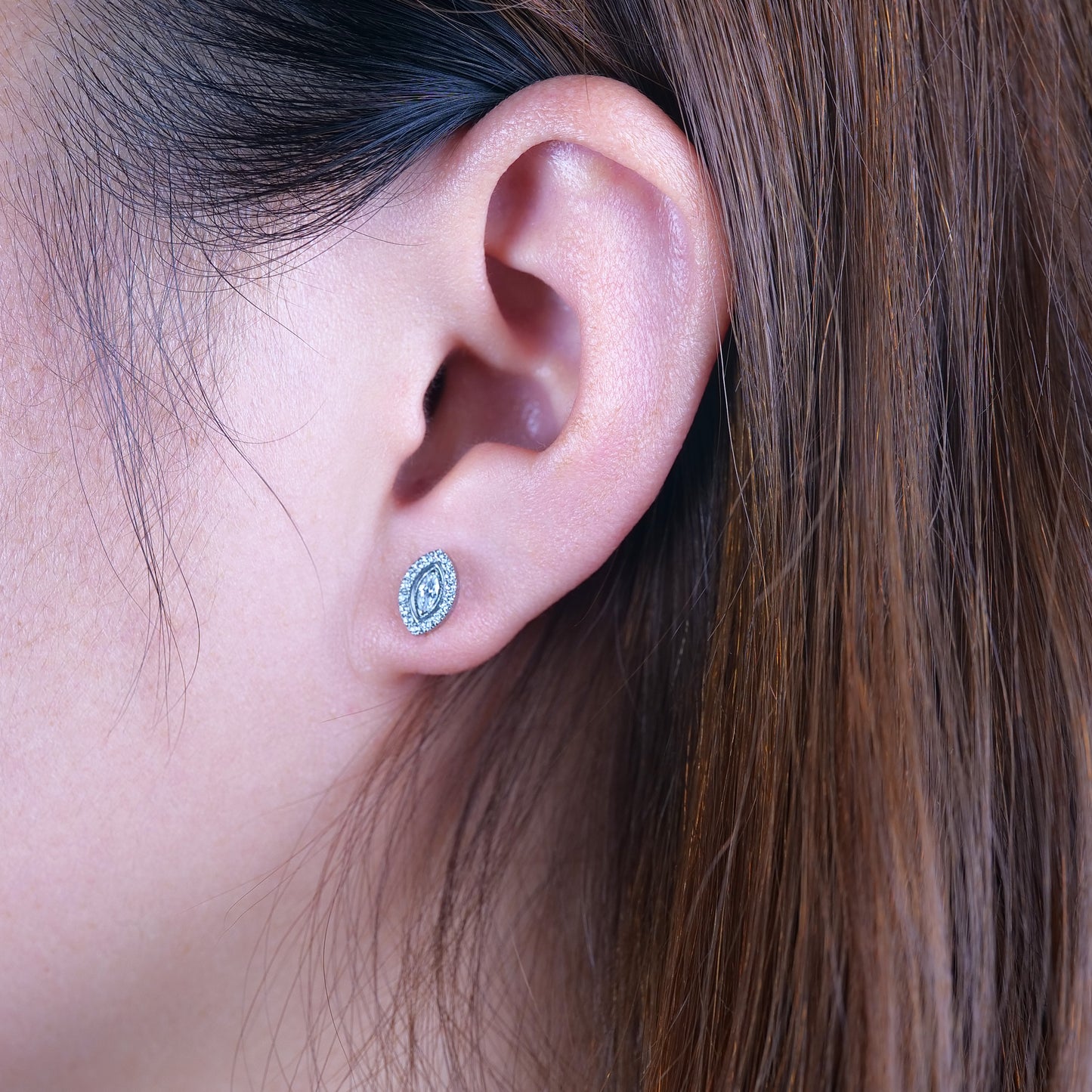 Limerencia Pure Titanium Hypoallergenic Earrings Evil Eye CZ Cluster Minimalist | G23 Implant Grade Piercing Fashion Jewelry For Sensitive Ears (Clear CZ)