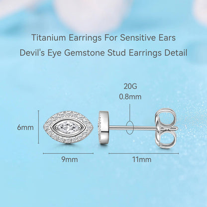 Limerencia Hypoallergene Ohrringe aus reinem Titan Evil Eye CZ Cluster minimalistisch | G23 Piercing-Modeschmuck in Implantatqualität für empfindliche Ohren (Klar CZ)