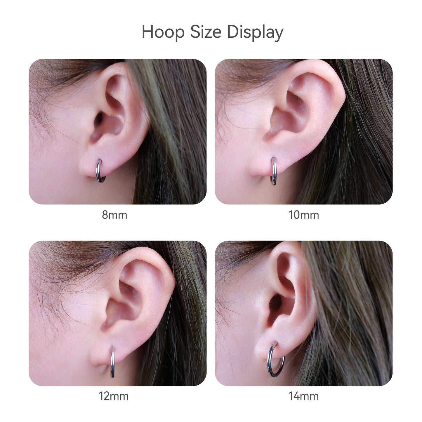Limerencia Hypoallergenic Pure Titanium Pairs Small Huggie Hoop Earrings, Lightweight Cartilage Hoops Small Cubic Zirconia Cuff Earrings Mini Piercing Jewelry for Women (8mm, No stones)