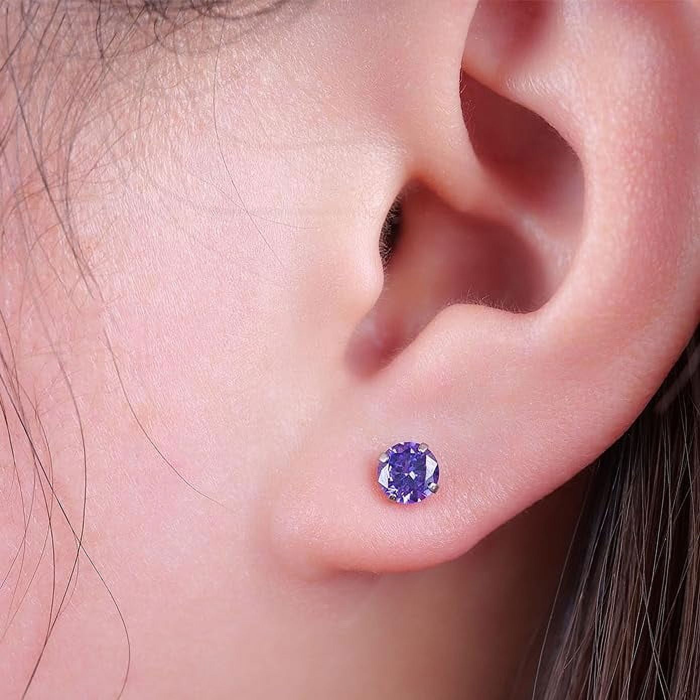 Limerencia Hypoallergenic G23 Titanium Earrings For Sensitive Ears, Simulated Diamonds (Purple)