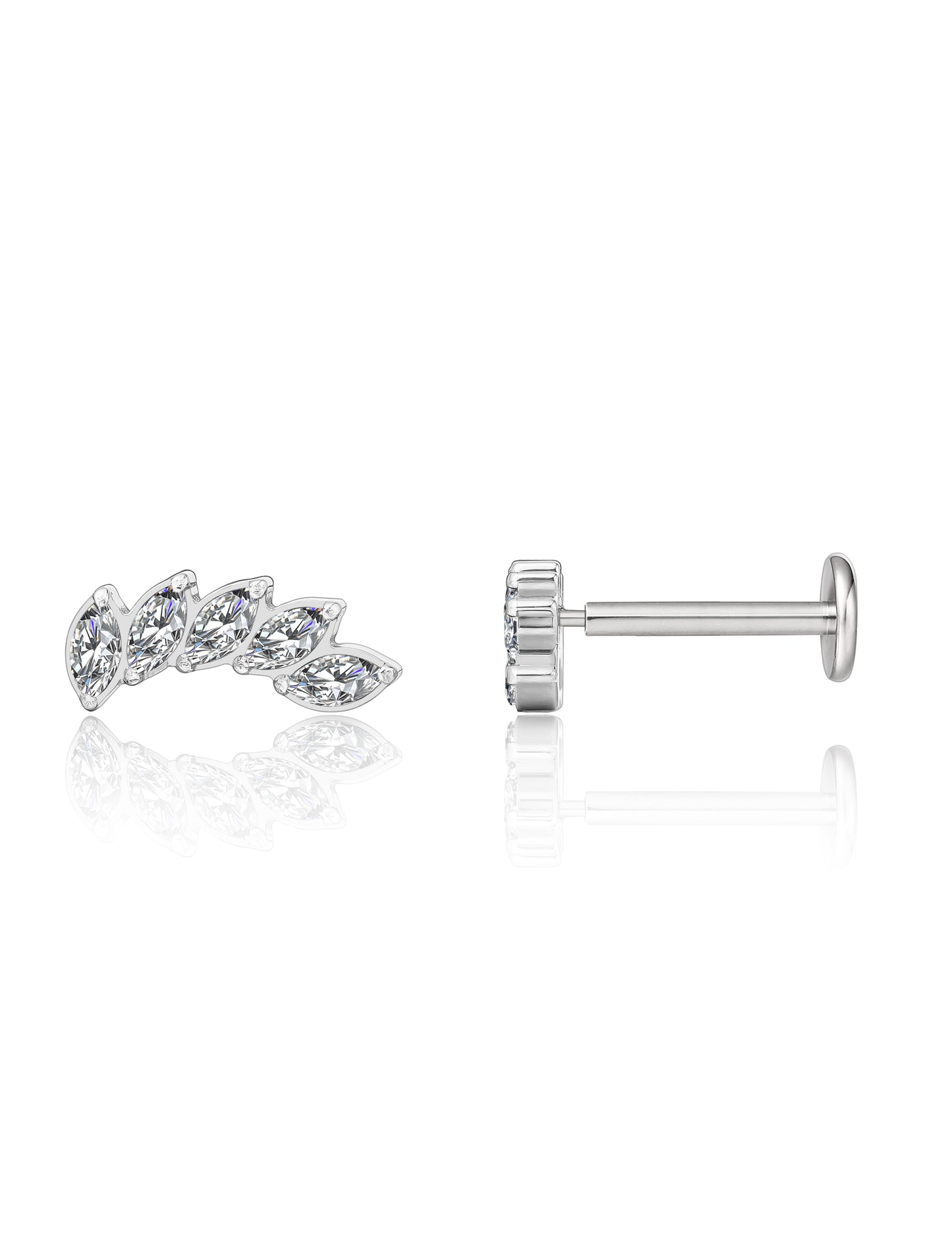 limerencia G23 Hypoallergenic 18g Flat Back Stud Earrings | F136 Implant Grade Titanium Press Fit Threadless Push Pop in Cartilage Helix Labret Lip Monroe Tragus Piercing Studs- Crystal Climber