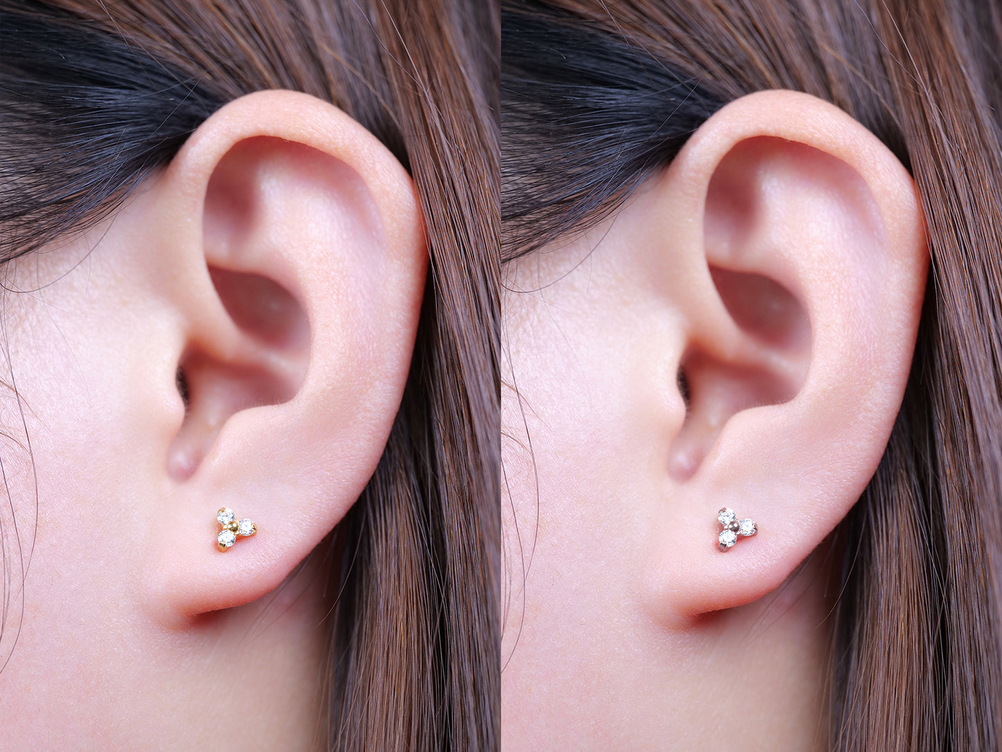 limerencia G23 Hypoallergenic 18g Flat Back Stud Earrings | F136 Implant Grade Titanium Press Fit Threadless Push Pop in Cartilage Helix Labret Lip Monroe Tragus Piercing Studs- Trinity CZ