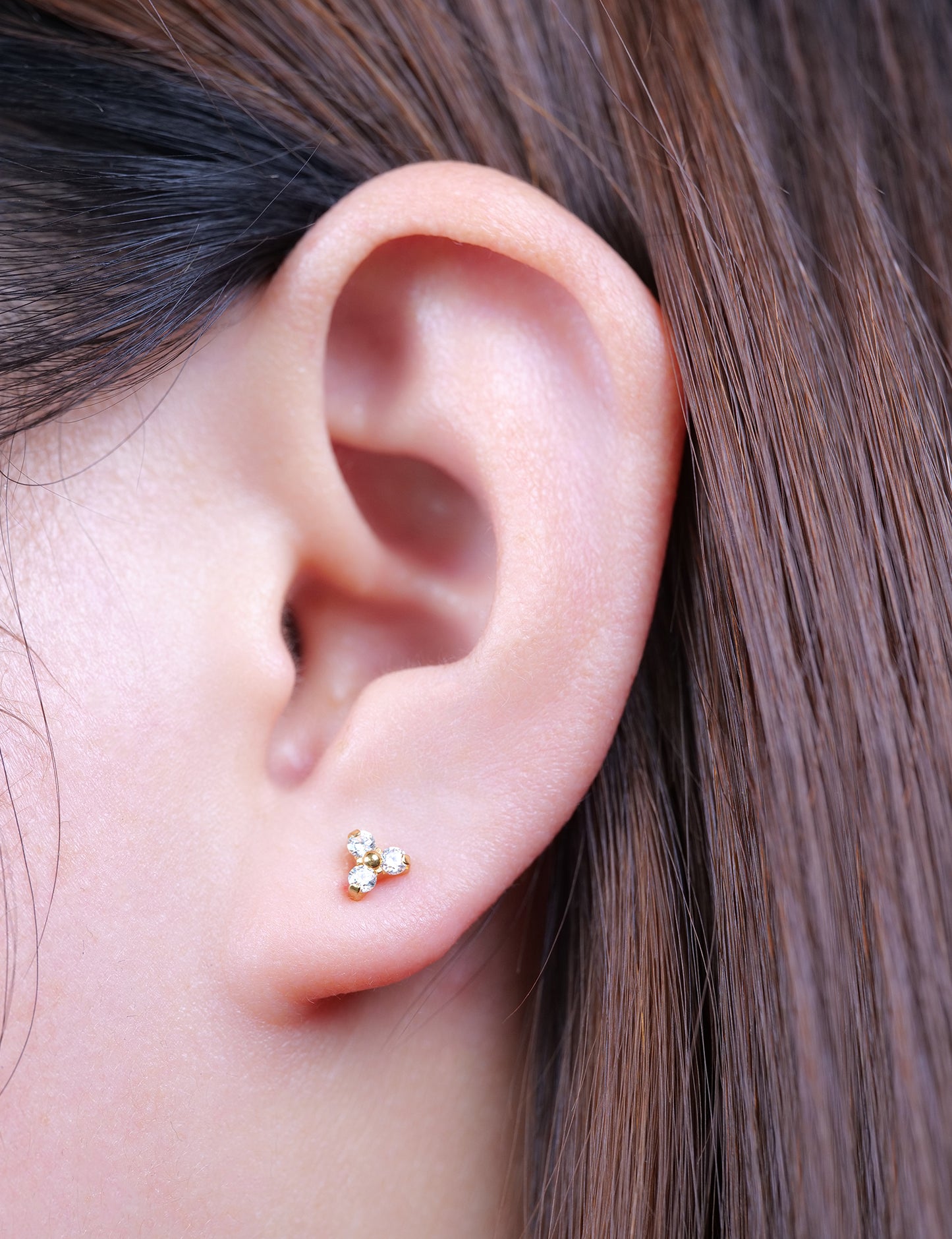 limerencia G23 Hypoallergenic 18g Flat Back Stud Earrings | F136 Implant Grade Titanium Press Fit Threadless Push Pop in Cartilage Helix Labret Lip Monroe Tragus Piercing Studs- Trinity CZ