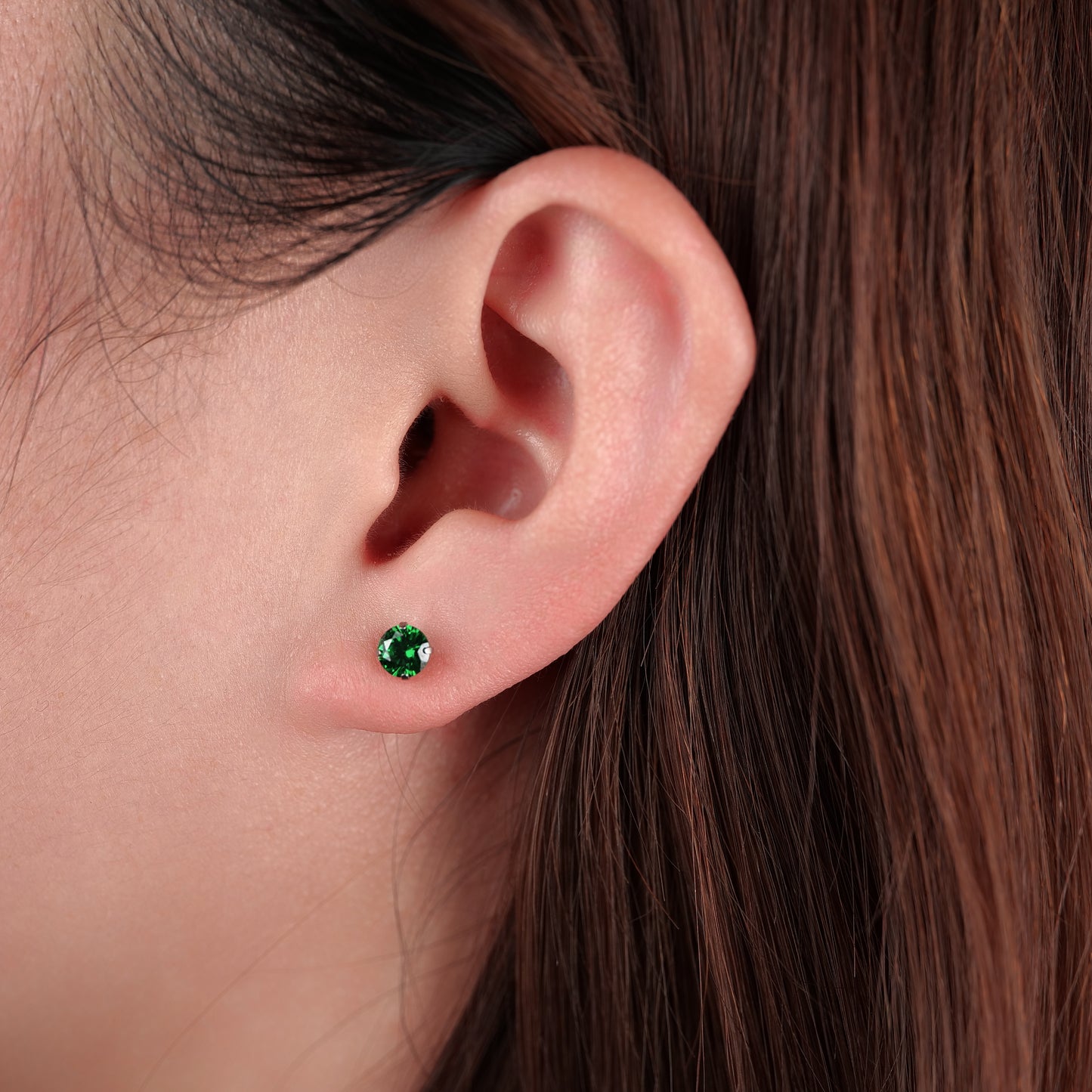 Limerencia Titanium Hypoallergenic Earrings Studs G23 for Women 5A Cubic Zirconia Helix Screw Back Implant Grade F136 Piercing Earrings for Sensitive Ears (Green)