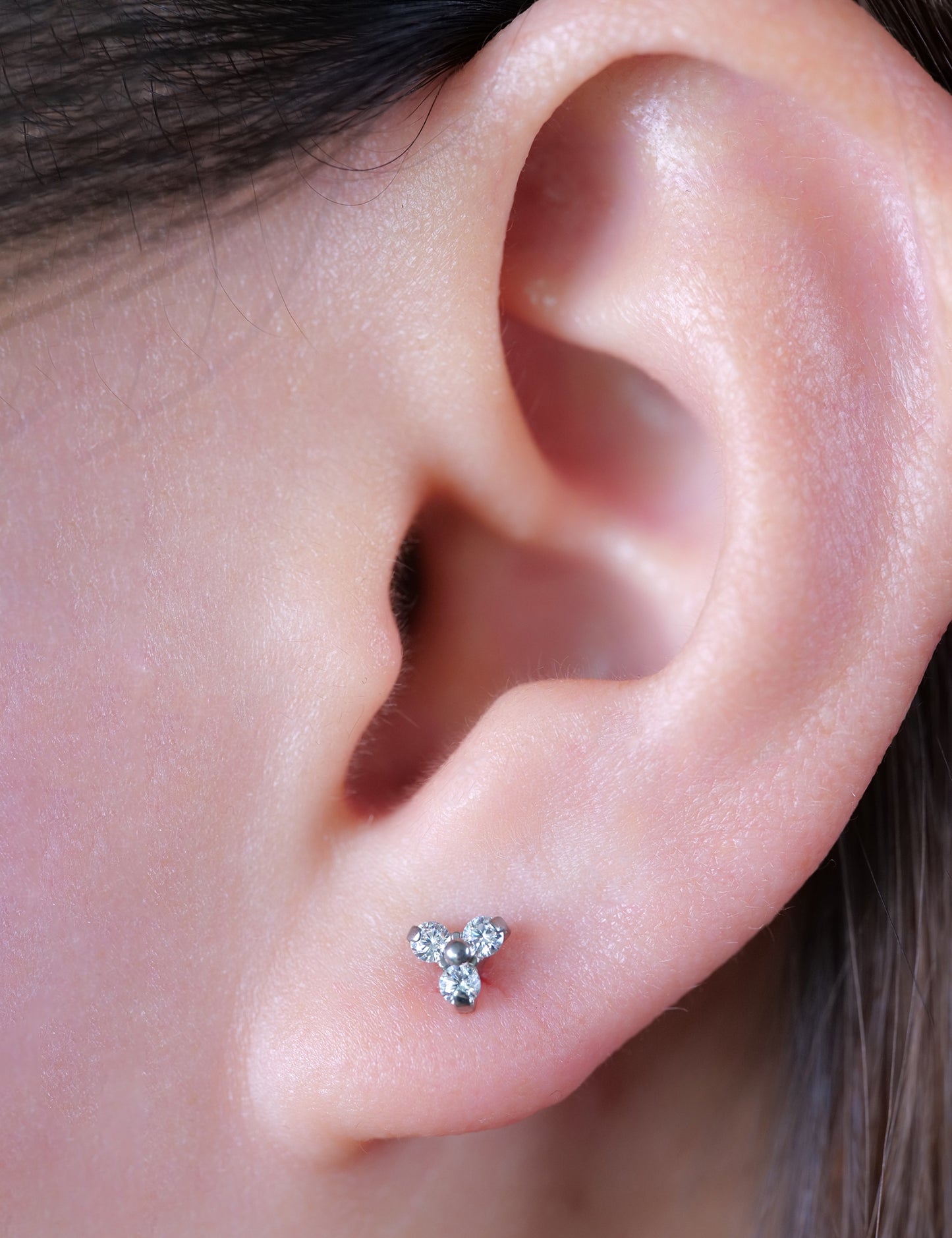 limerencia G23 Hypoallergenic 18g Flat Back Stud Earrings | F136 Implant Grade Titanium Press Fit Threadless Push Pop in Cartilage Helix Labret Lip Monroe Tragus Piercing Studs- Trinity CZ