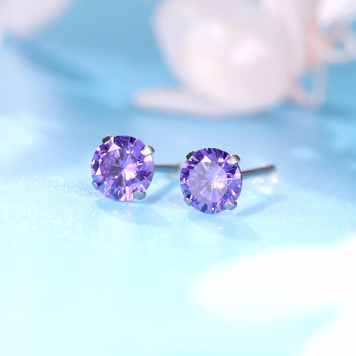 Hypoallergenic Titanium Earrings, Pure Titanium Implant Grade, Suitable for Sensitive Ears with Birthstone Crystals CZ Simulated Diamonds