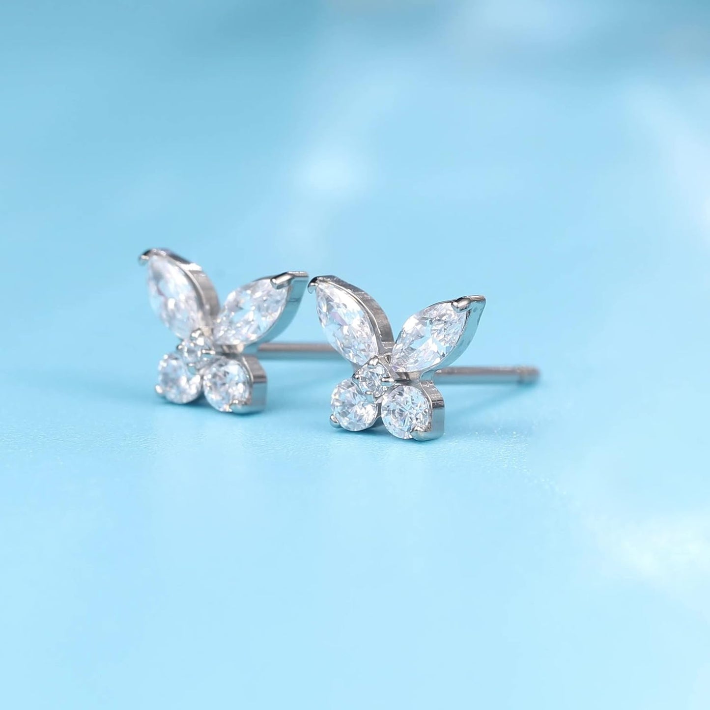 Limerencia Pure Titanium Hypoallergenic Earrings Dainty Butterfly CZ G23 Implant Grade Piercing Fashion Jewelry For Sensitive Ears