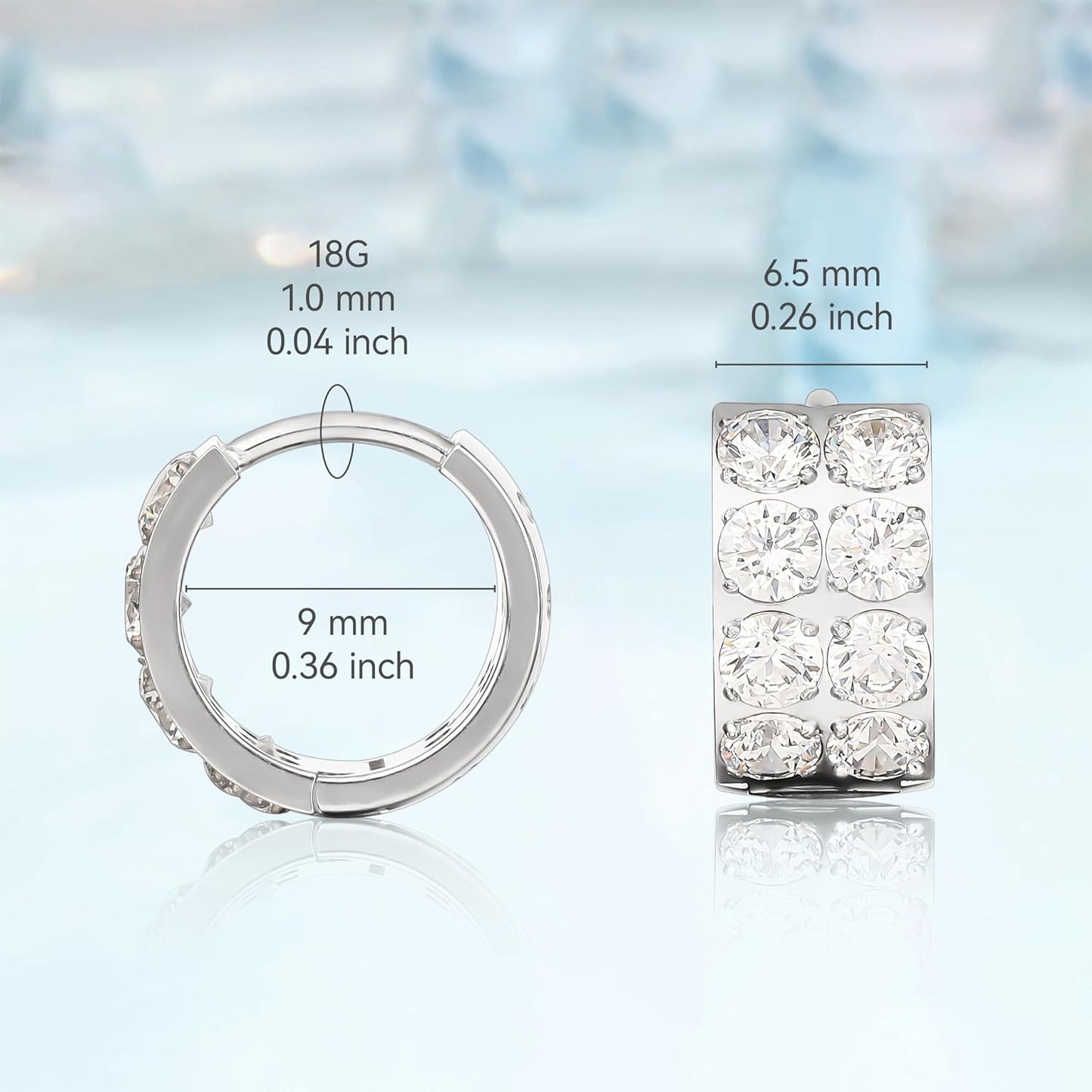 Limerencia G23 Pure Titanium Hypoallergenic Chunky Wide Hoop Earrings,Thick Lightweight Huggies Pave 5A grade CZ Sparkly for Sensitive Ears