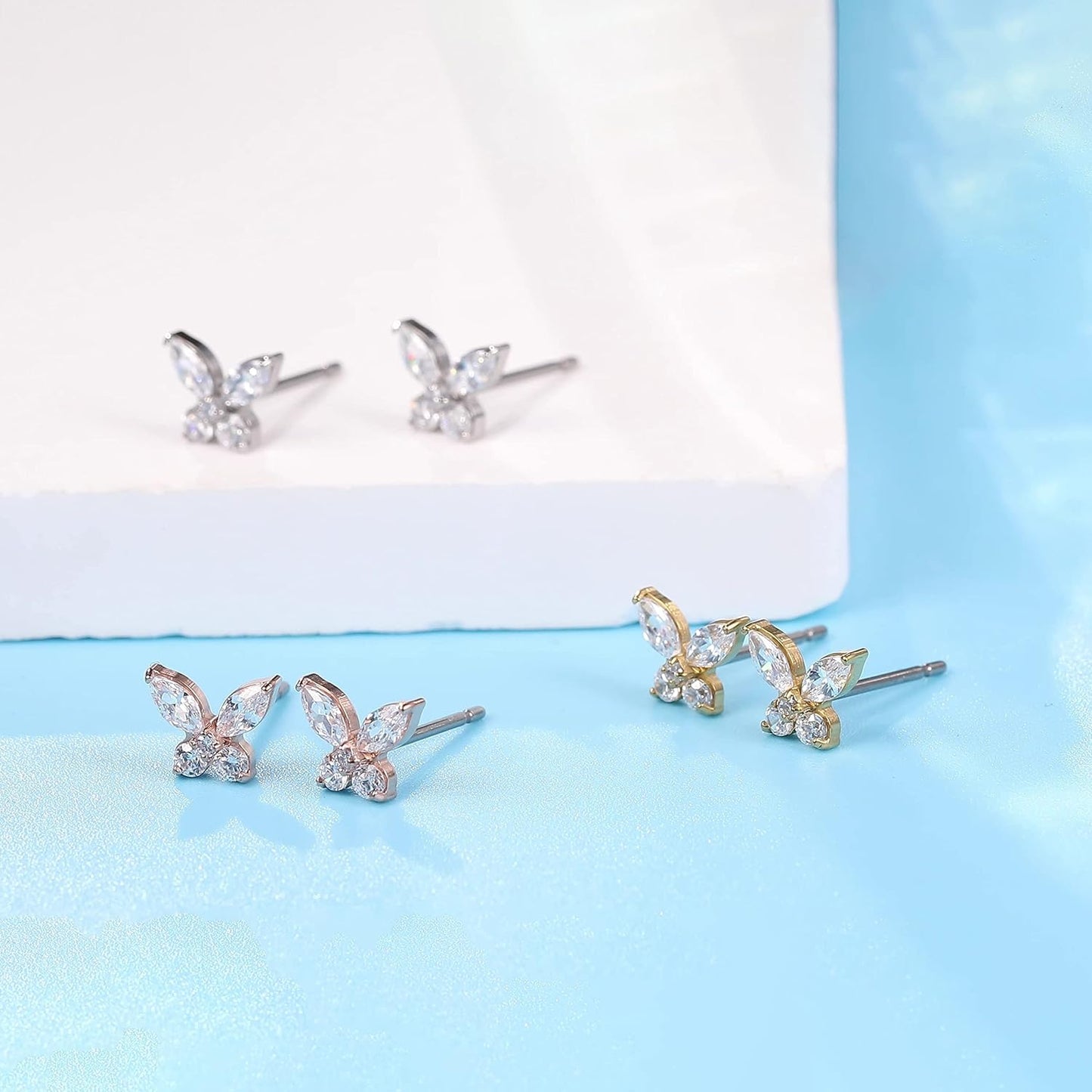 Limerencia Pure Titanium Hypoallergenic Earrings Dainty Butterfly CZ G23 Implant Grade Piercing Fashion Jewelry For Sensitive Ears