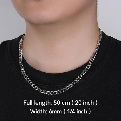 limerencia 6mm Pure Titanium Cuban Link Chain Necklace for Men Women, Lightweight Solid Titanium Hip Hop Necklaces