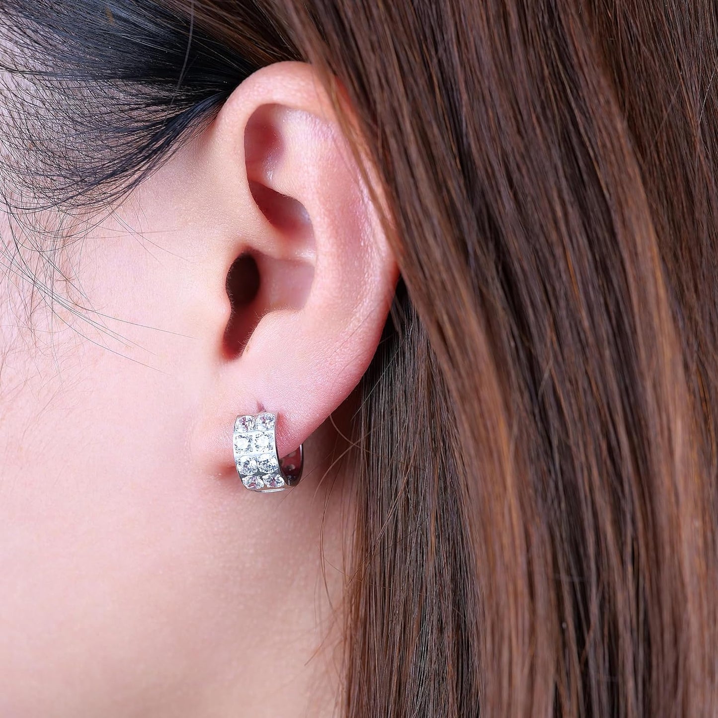 Limerencia G23 Pure Titanium Hypoallergenic Chunky Wide Hoop Earrings,Thick Lightweight Huggies Pave 5A grade CZ Sparkly for Sensitive Ears