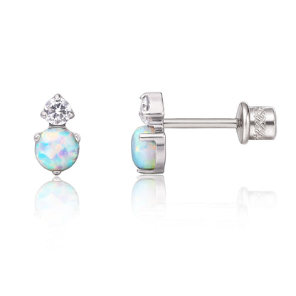 Limerenz Hypoallergene G23 Implantatgrad Titan Schraubverschluss Ohrringe Tragus 20G Helix F136 Piercingstecker für empfindliche Ohren von Mädchen Knorpel – CZ + weißer Opal