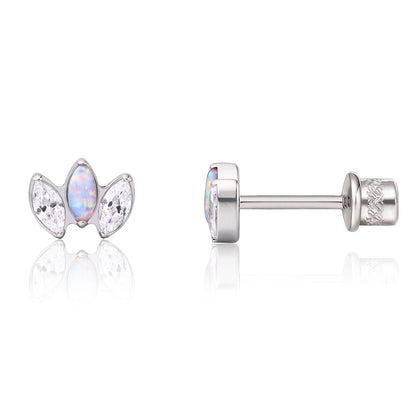 Limerenz Hypoallergen G23 Titan Implantat-Qualität Schraubverschluss Ohrringe Tragus 20G Helix F136 Piercingstecker für empfindliche Mädchenohren Knorpel – Zirkonia + Opal Krone