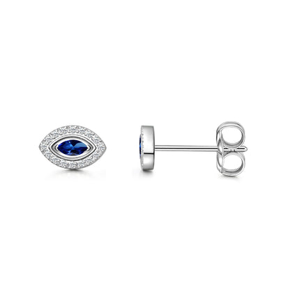 Limerencia Hypoallergene F136 Ohrringe aus reinem Titan, G23 Titanstecker in Implantatqualität, Helix-Ohrstecker mit Zirkonia-Cluster im Evil Eye-Design, minimalistischer Stil für Frauen mit empfindlichen Ohren (Blau Silber)