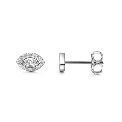 Limerencia Hypoallergene Ohrringe aus reinem Titan Evil Eye CZ Cluster minimalistisch | G23 Piercing-Modeschmuck in Implantatqualität für empfindliche Ohren (Klar CZ)