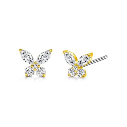 Limerencia Orecchini Ipoallergenici in Titanio Puro, Delicata Farfalla con Zirconia, Piercing Moda Grado Implantare G23 per Orecchie Sensibili