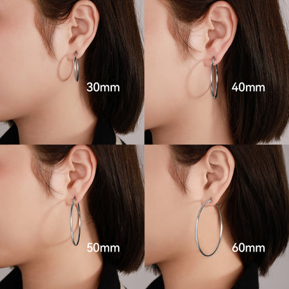 Boucles d'oreilles anneaux en titane TitanHeart hypoallergéniques - Grand anneau léger en titane pur médical grade G23 pour femmes aux oreilles sensibles (30mm)
