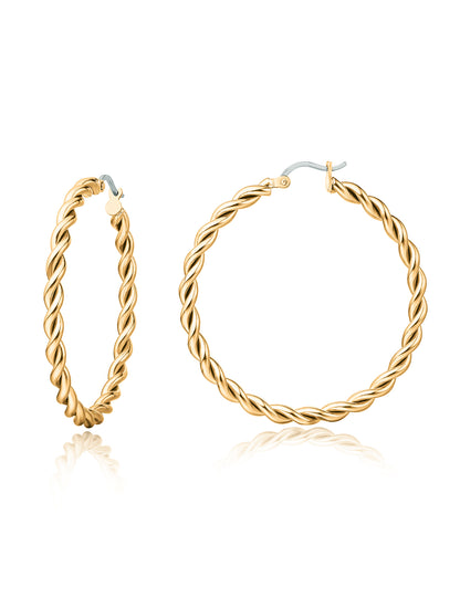 Limerencia hipoalergénicos Aretes de aro redondos de titanio puro trenzado para mujer (aro de cuerda trenzada de 42 mm, plata)…