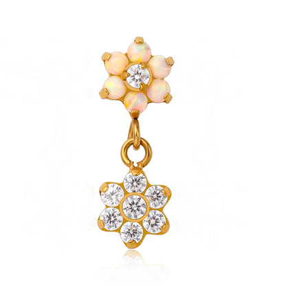 Limerencia Gioielli per Piercing in Titanio F136 Ipoallergenico, Orecchini Climber Crawler a Perno Retro Piatto con Filettatura Interna Grado Implantare 18G 6mm 8mm 10mm per Cartilagine, Trago, Elice, Conchiglia (Fiore 1 Pezzo)