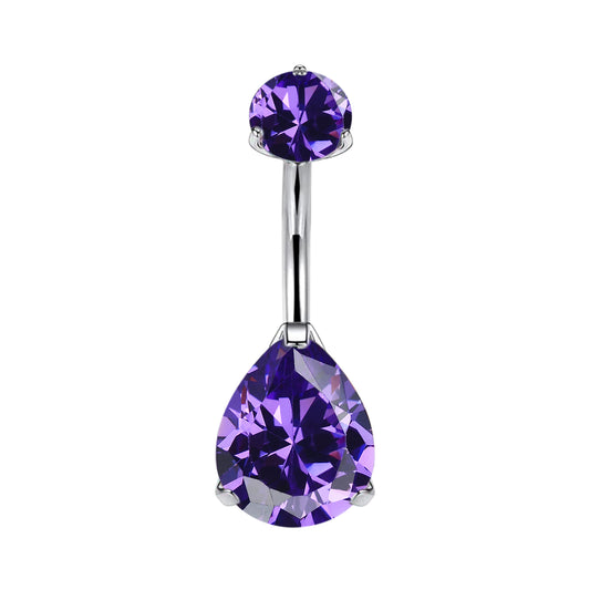 limerencia G23 Titanium Belly Button Rings hypoallergenic medical implant grade 14G Teardrop CZ Belly Navel Rings Piercing Belly Bars(Teardrop Purple)……