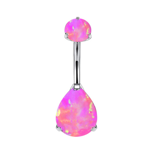 limerencia G23 Titanium Belly Button Rings hypoallergenic medical implant grade 14G Teardrop CZ Belly Navel Rings Piercing Belly Bars (Opal Pink)……