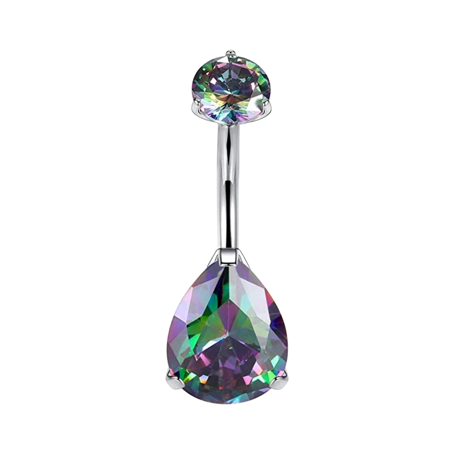 limerencia G23 Titanium Belly Button Rings hypoallergenic medical implant grade 14G Teardrop CZ Belly Navel Rings Piercing Belly Bars(Teardrop Black Colorful)