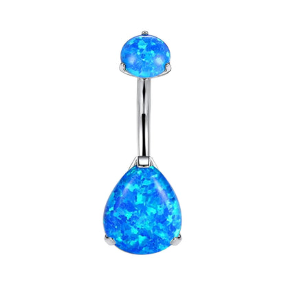 Anelli ombelicali Limerencia in titanio G23, ipoallergenici grado medico impiantabile, barre piercing 14G con zircone a goccia (Blu opale)