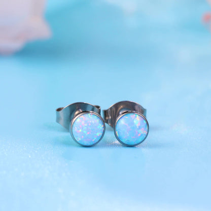 Limerencia Ohrringe aus reinem Titan, hypoallergen | Opal-Ohrstecker | Minimalistisch, Implantatqualität | Für empfindliche Ohren, filigraner Schmuck