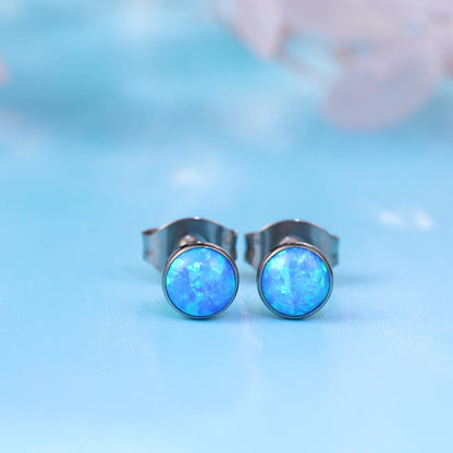 Limerencia Ohrringe aus reinem Titan, hypoallergen | Opal-Ohrstecker | Minimalistisch, Implantatqualität | Für empfindliche Ohren, filigraner Schmuck