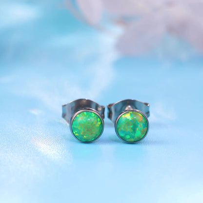 Limerencia Ohrringe aus reinem Titan, hypoallergen | Opal-Ohrstecker | Minimalistisch, Implantatqualität | Für empfindliche Ohren, filigraner Schmuck