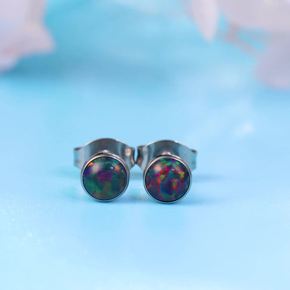 Limerencia Ohrringe aus reinem Titan, hypoallergen | Opal-Ohrstecker | Minimalistisch, Implantatqualität | Für empfindliche Ohren, filigraner Schmuck