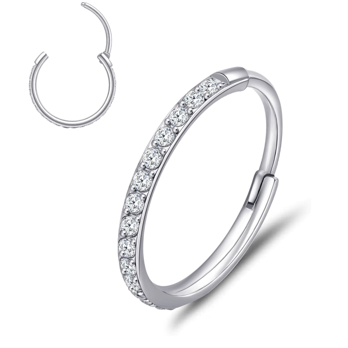 Limerencia Nasenring Reifen, Titan Nasenring für Damen und Herren – seitlicher Zirkonia