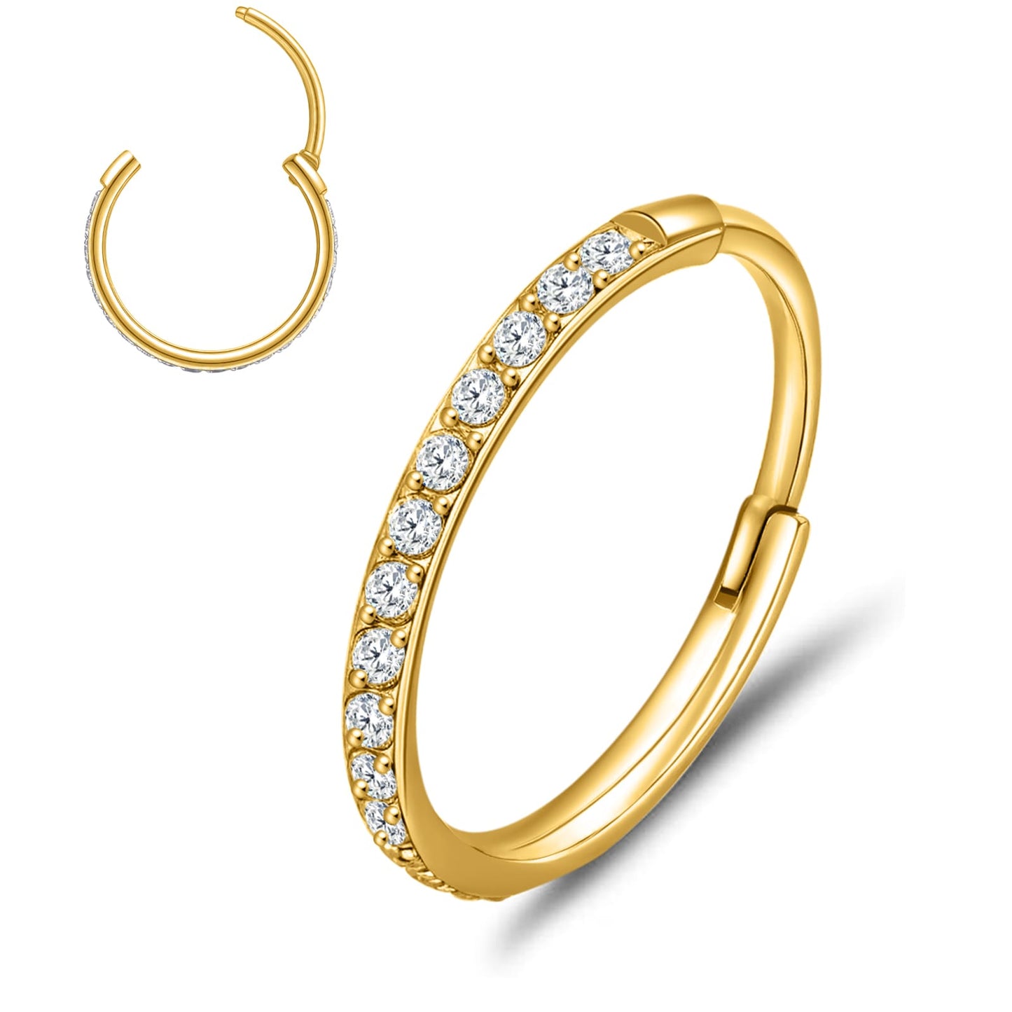 Limerencia Nasenring Reifen, Titan Nasenring für Damen und Herren – seitlicher Zirkonia