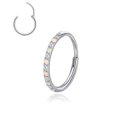 limerencia Nose Ring Hoop, Titanium Nose Ring for Women Men--Turquoise+Opal CZ