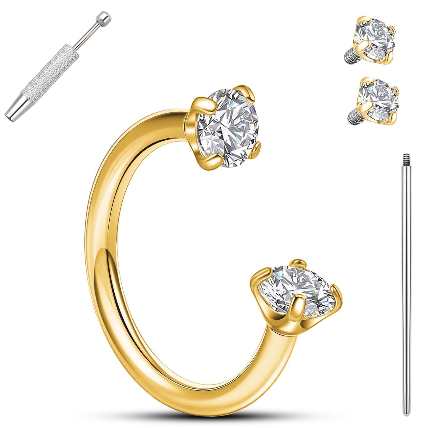 Anneaux de nez en fer à cheval Limerencia - Anneau de nez en titane avec zirconium 18G, demi-cercle pour femmes et hommes, anneaux pour septum, lèvre, cartilage, hélix, tragus et daith, bijoux de piercing