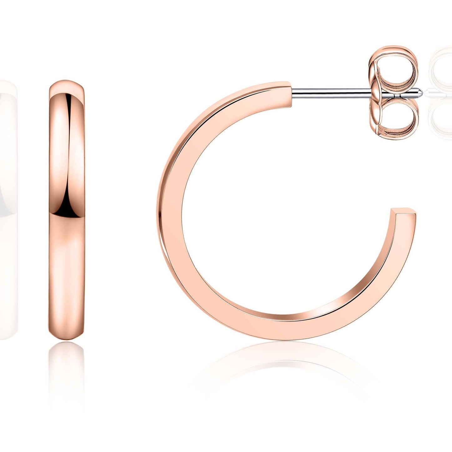 Limerencia Hypoallergenic G23 Pure Titanium Post Thin Square Edge Open Hoop | F136 Imlant Grade Womens Dainty Hoop Earrings | Lightweight for Sensitive Ears (8 mm, Gold)