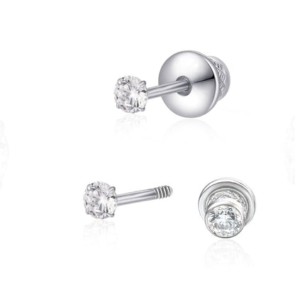 Limerencia Hypoallergener Reintitan G23 Zweiseitiger Zirkonia-Ohrstecker mit Schraubverschluss 20G für Helix Knorpel Tragus Ohrläppchen F136 Piercingstecker für empfindliche Ohren (2 mm)