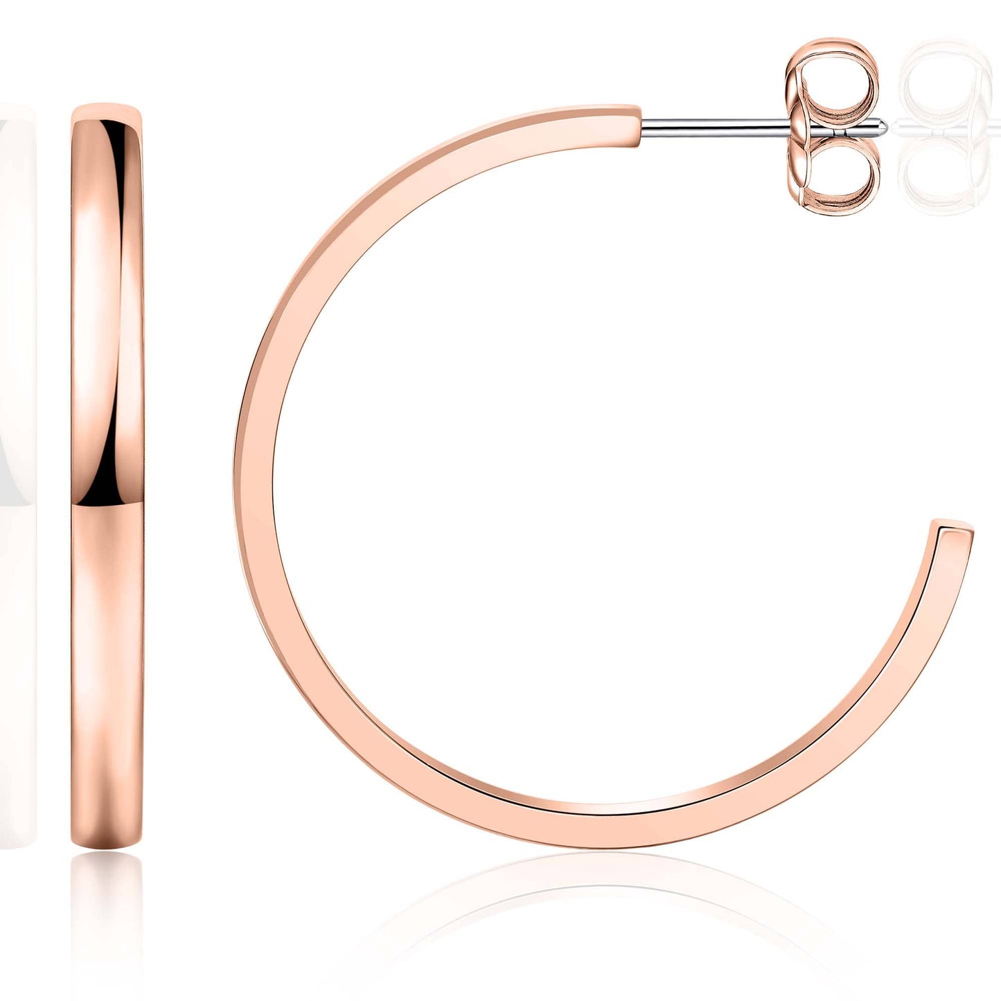 Limerencia Hypoallergenic G23 Pure Titanium Post Thin Square Edge Open Hoop | F136 Imlant Grade Womens Dainty Hoop Earrings | Lightweight for Sensitive Ears (8 mm, Gold)