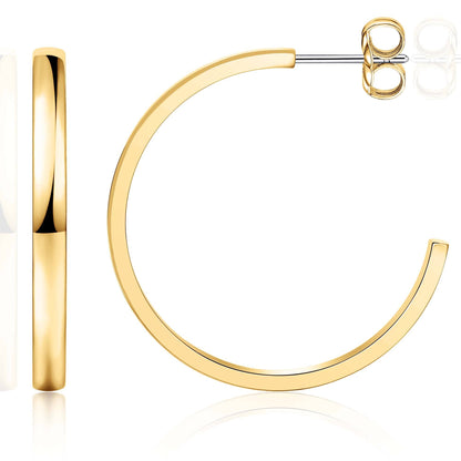 Limerencia Hypoallergenic G23 Pure Titanium Post Thin Square Edge Open Hoop | F136 Imlant Grade Womens Dainty Hoop Earrings | Lightweight for Sensitive Ears (8 mm, Gold)