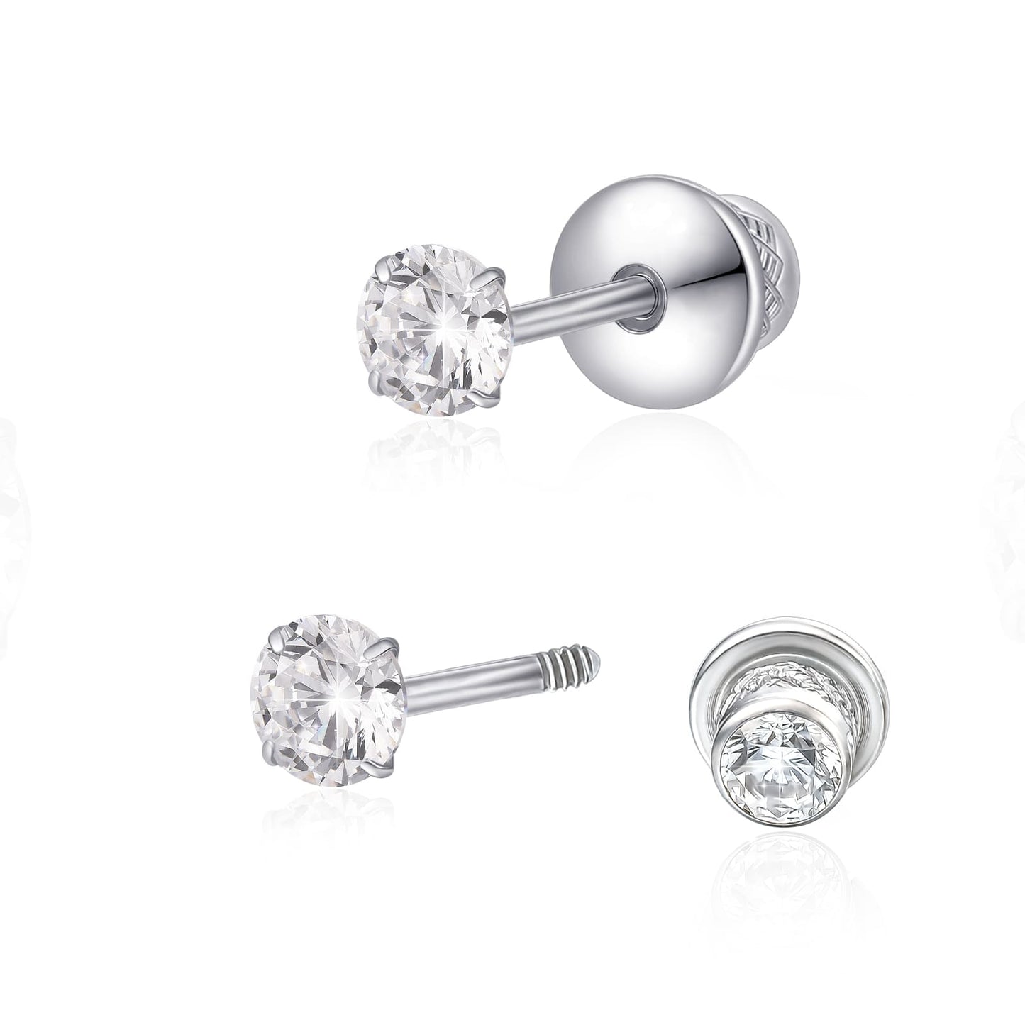 Limerencia Hypoallergener Reintitan G23 Zweiseitiger Zirkonia-Ohrstecker mit Schraubverschluss 20G für Helix Knorpel Tragus Ohrläppchen F136 Piercingstecker für empfindliche Ohren (2 mm)