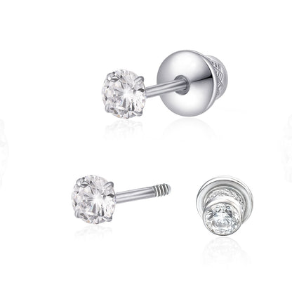 Limerencia Hypoallergener Reintitan G23 Zweiseitiger Zirkonia-Ohrstecker mit Schraubverschluss 20G für Helix Knorpel Tragus Ohrläppchen F136 Piercingstecker für empfindliche Ohren (2 mm)