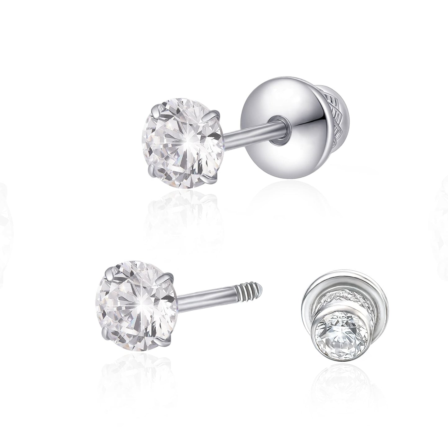 Limerencia Hypoallergener Reintitan G23 Zweiseitiger Zirkonia-Ohrstecker mit Schraubverschluss 20G für Helix Knorpel Tragus Ohrläppchen F136 Piercingstecker für empfindliche Ohren (2 mm)