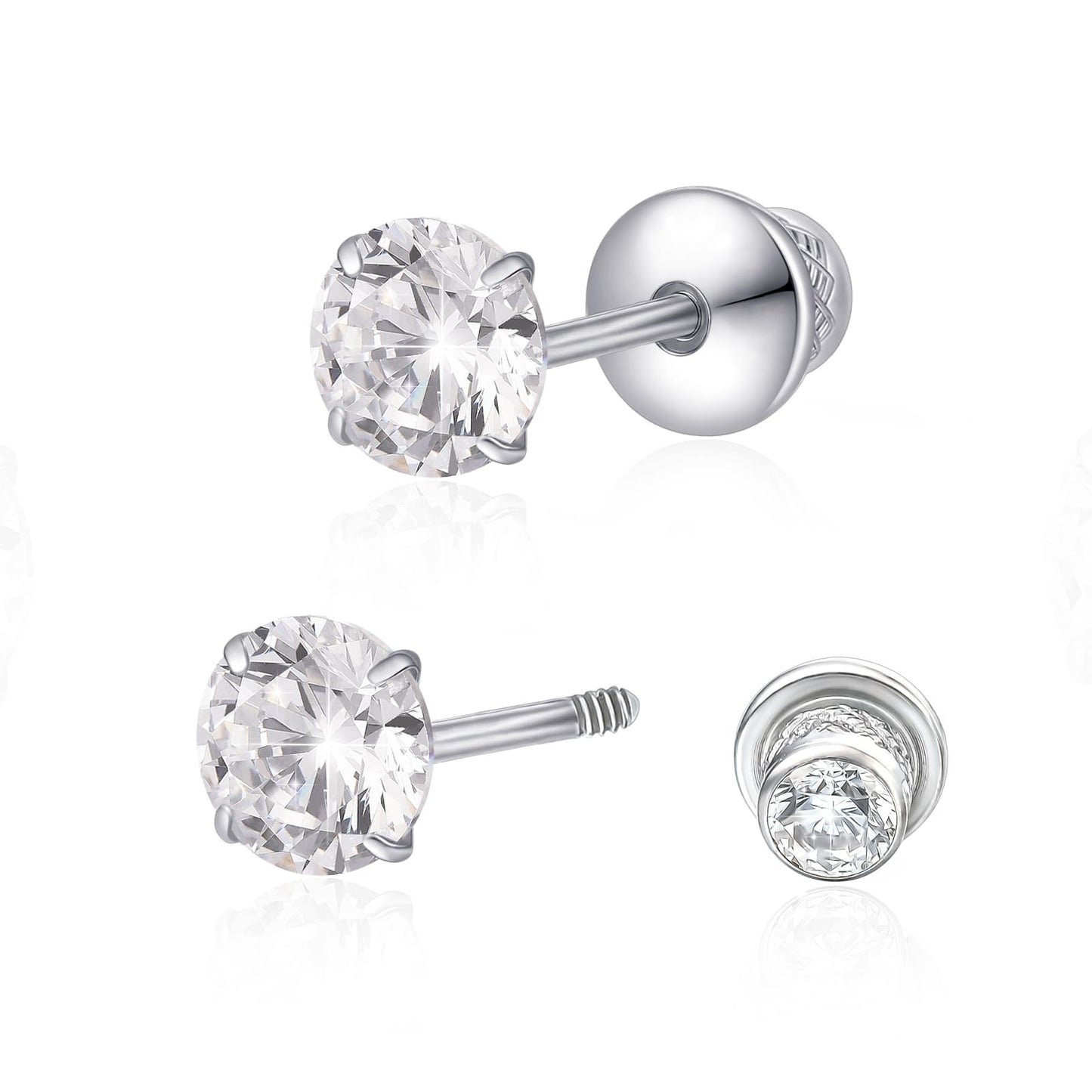 Limerencia Hypoallergener Reintitan G23 Zweiseitiger Zirkonia-Ohrstecker mit Schraubverschluss 20G für Helix Knorpel Tragus Ohrläppchen F136 Piercingstecker für empfindliche Ohren (2 mm)